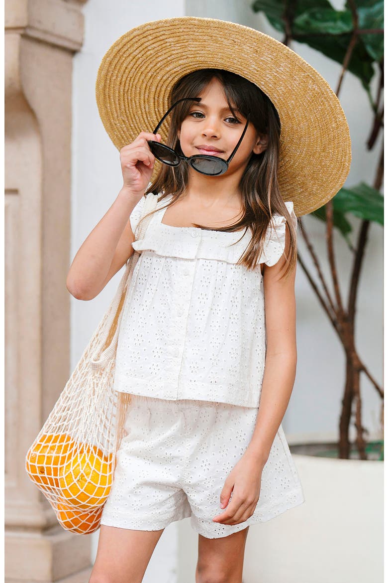 Kids' Organic Eyelet Tank and Short Set, Alternate, color, Natural Eyelet