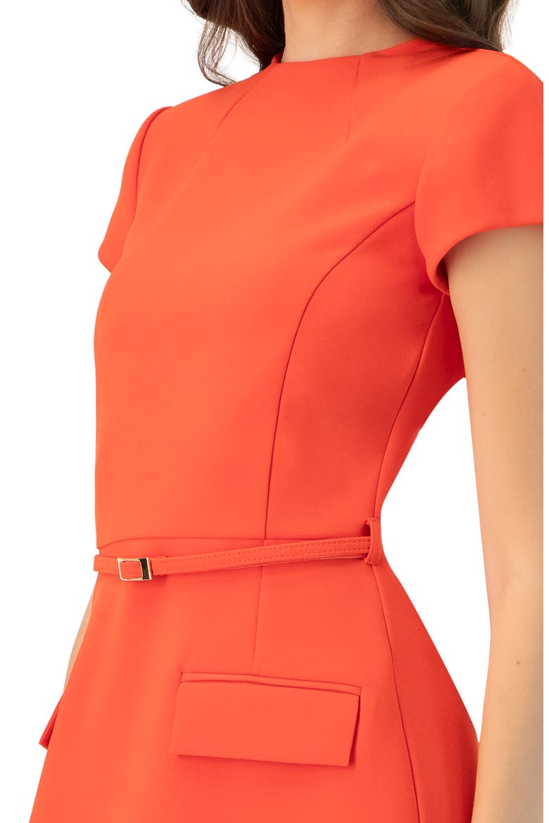 Short Sleeve High Neck Dress adn Belt, Alternate, color, Orange