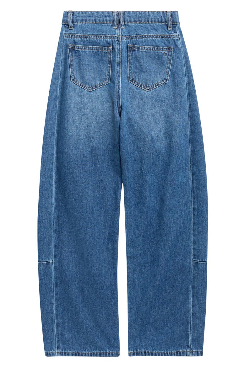 Kids' Destructed Barrel Jeans, Alternate, color, DARK INDIGO