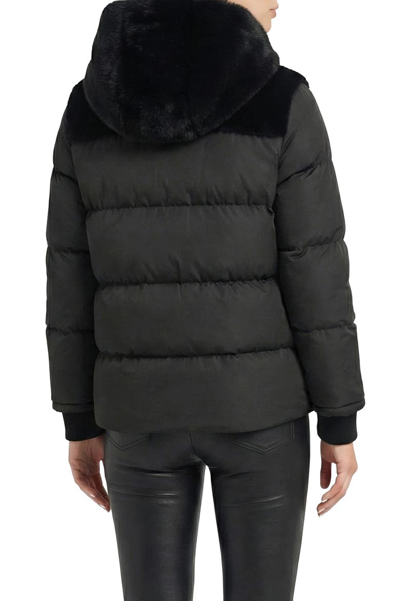 Fur-Free Mink (Faux Fur) Quilted Jacket, Hood, Alternate, color, BLACK/BLACK