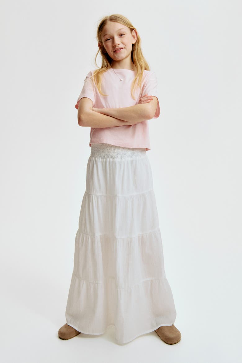 Tiered Skirt, Main, color, White