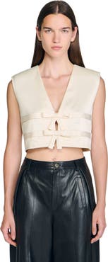 SANDRO Sleeveless satin crop top