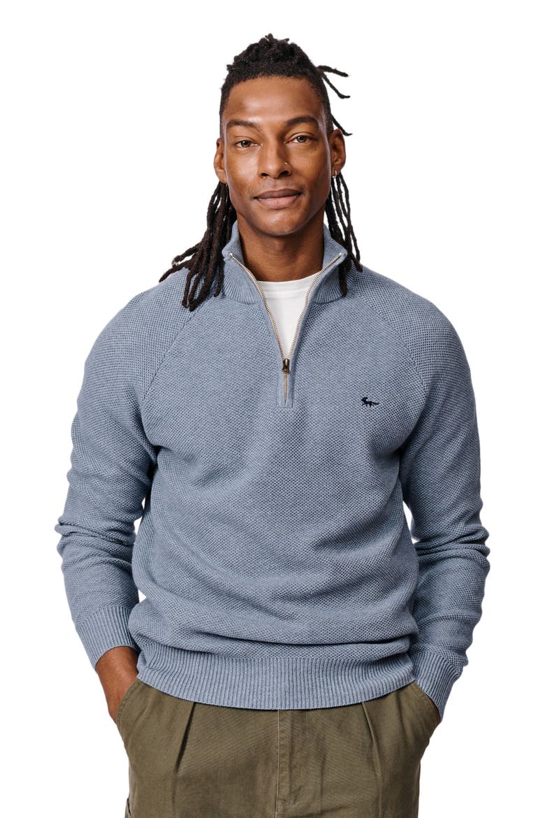 Owmby Long Sleeve Zip Neck Jumper, Main, color, Pale Bliue