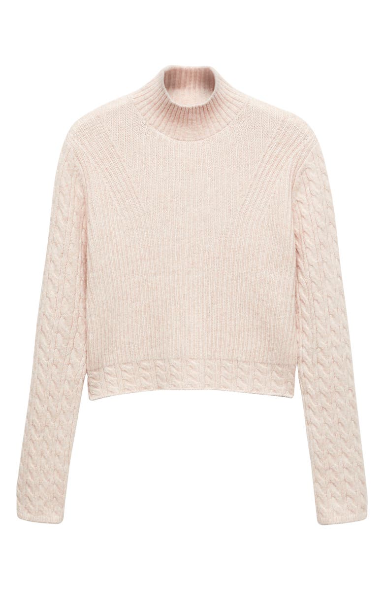 MANGO Mixed Stitch Crop Mock Neck Sweater, Alternate, color, 