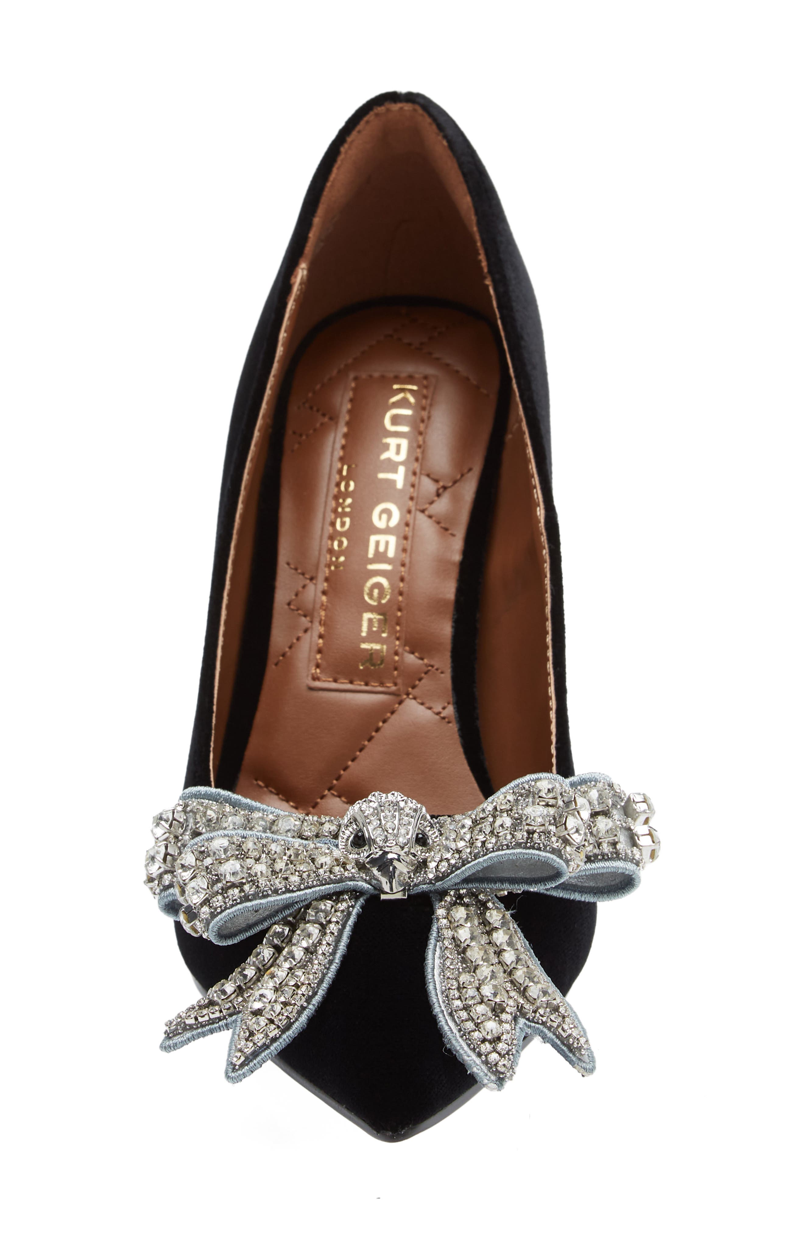 Kurt Geiger London Belgravia Bow Velvet Pointed Toe Pump, Alternate, color, 