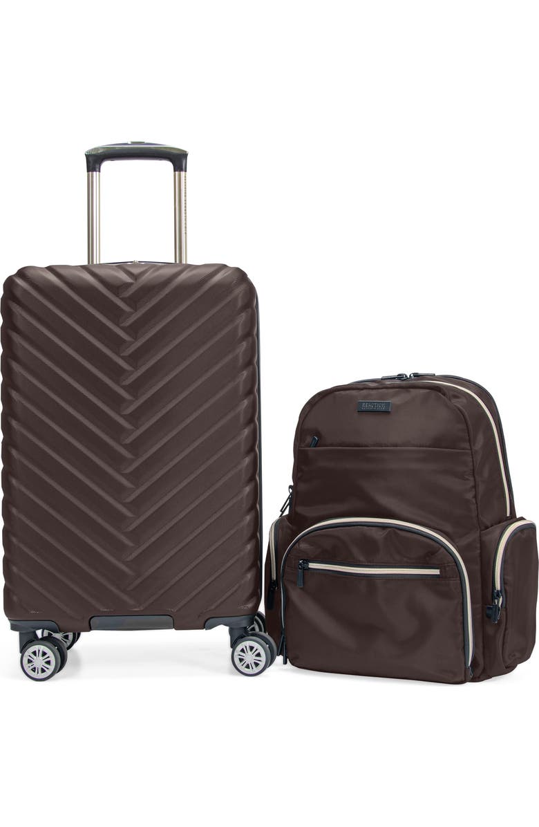Kenneth Cole Madison Square 2-Piece Hardside Carry-On Luggage & Backpack Set, Main, color, Chocolate Brown