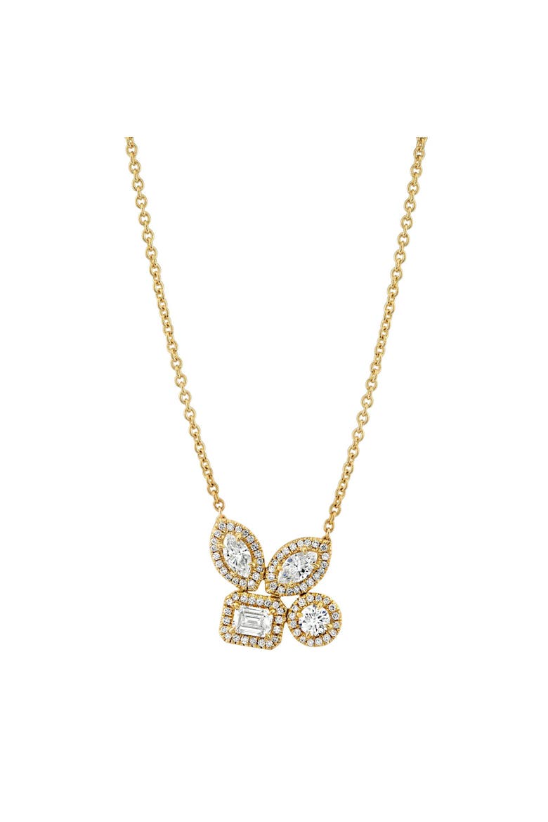 Montage Halo Cluster Necklace, Main, color, Yellow Gold
