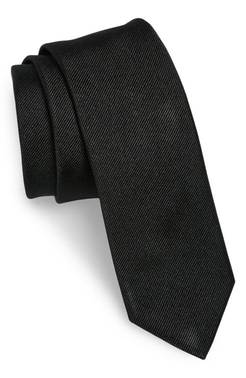 BOSS Solid Silk Skinny Tie in Black 