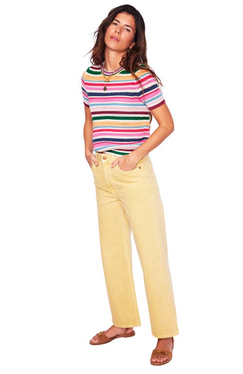 BODEN BODEN STRIPE OPEN STITCH COTTON SWEATER 