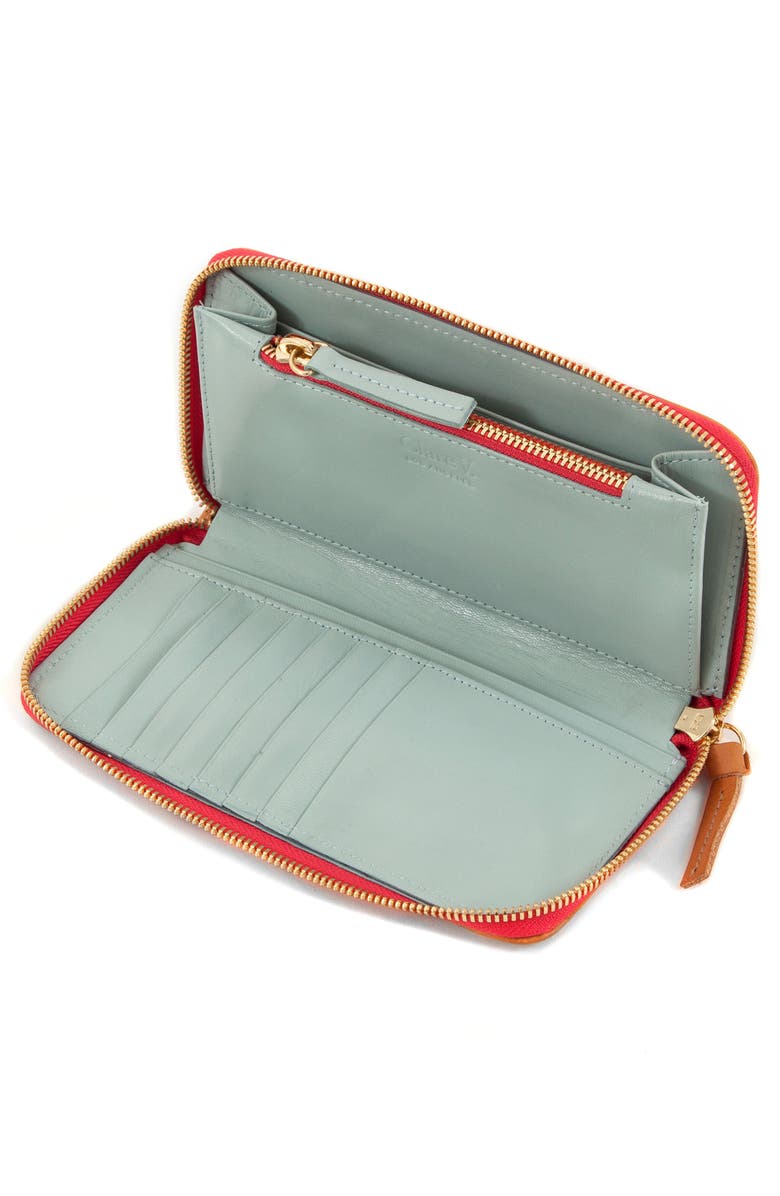 Clare V. Leather Zip Around Wallet, Alternate, color, 