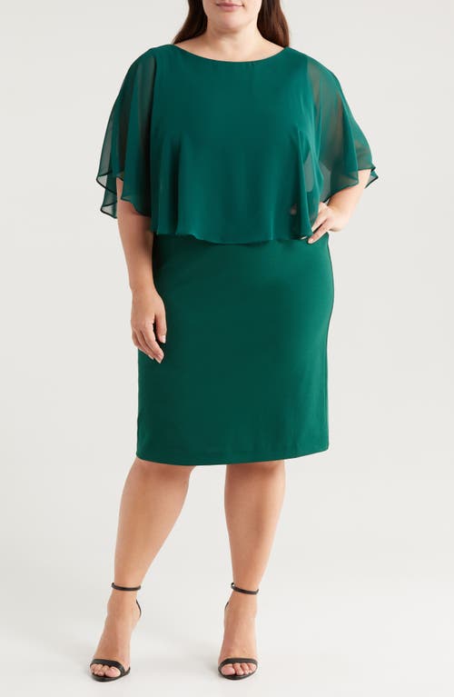 Connected Apparel Cape Sleeve A-Line Dress in Hunter 