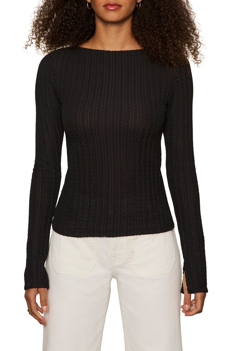 Sanctuary Boat Neck Rib Top, Main, color, Black