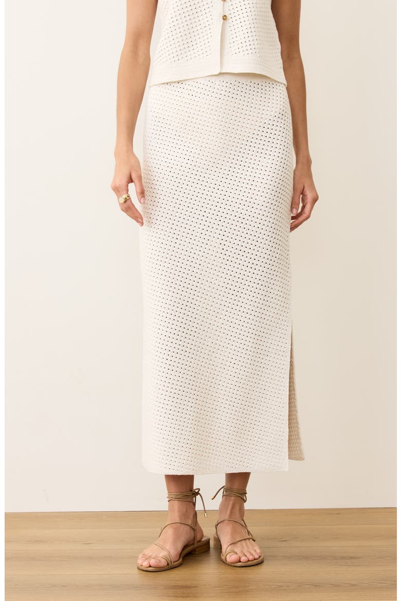 Sands Open Stitch Midi Sweater Skirt, Alternate, color, CREAM