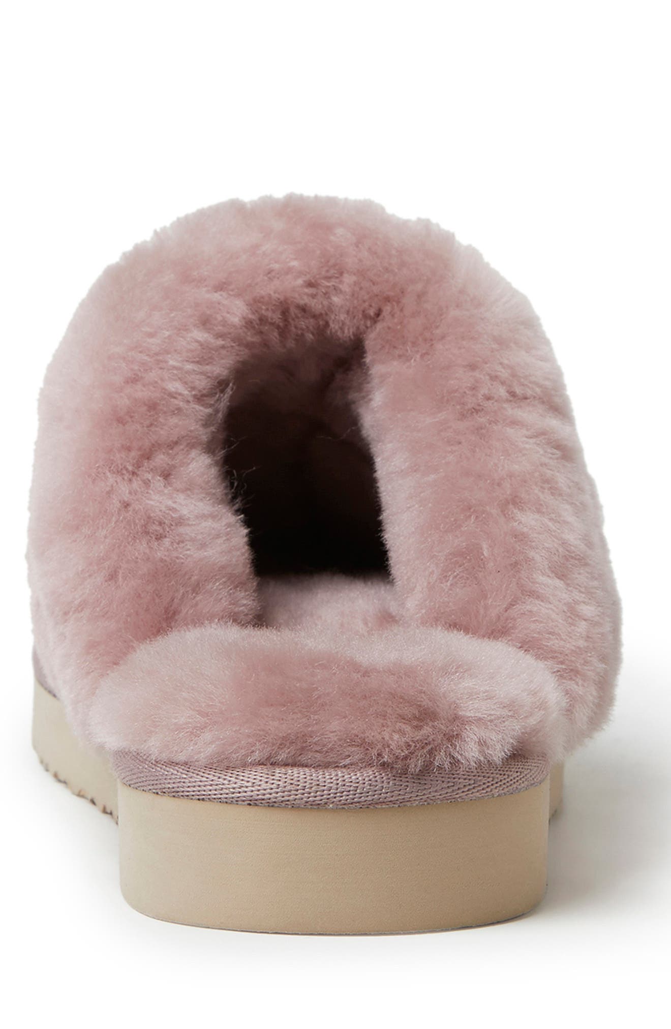 Fireside Sydney Genuine Shearling Scuff Slipper, Alternate, color, DUSTY PINK