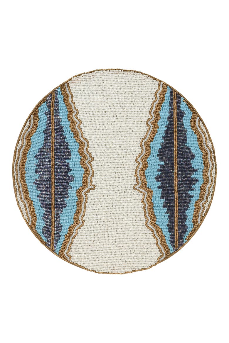 Lagon Beaded Placemat, Main, color, BLUE/ IVORY