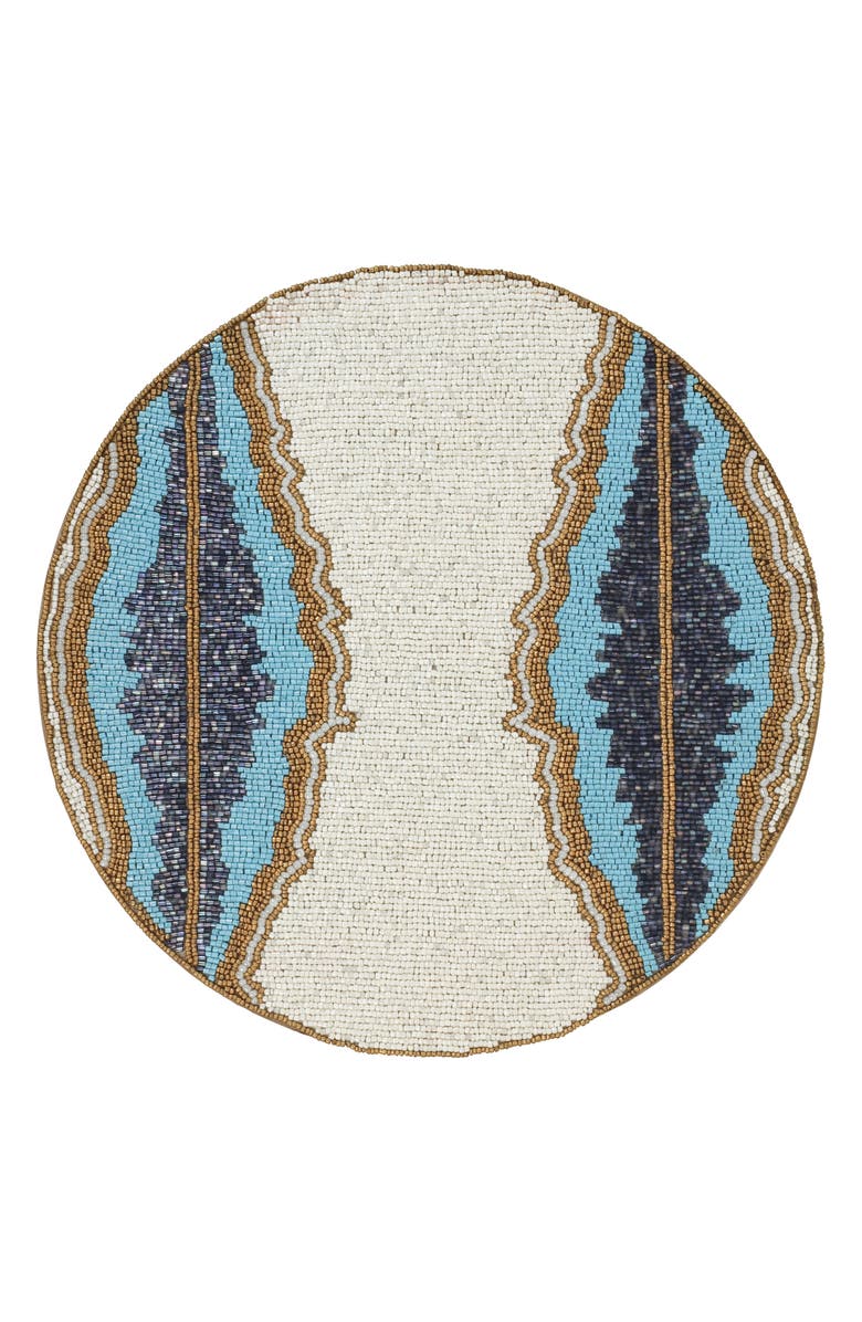 Tiramisu Lagon Beaded Placemat, Main, color, Blue/ Ivory