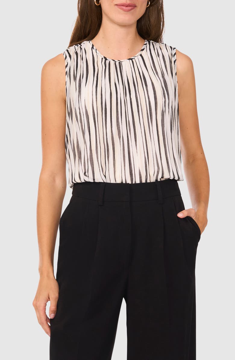 Halogen<sup>®</sup> Stripe Sleeveless Pleated Shell, Main, color,