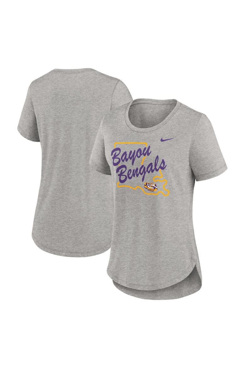 Women's Nike Heather Gray LSU Tigers Local Campus Location Mantra Tri-Blend T-Shirt, Main, color, Heather Gray