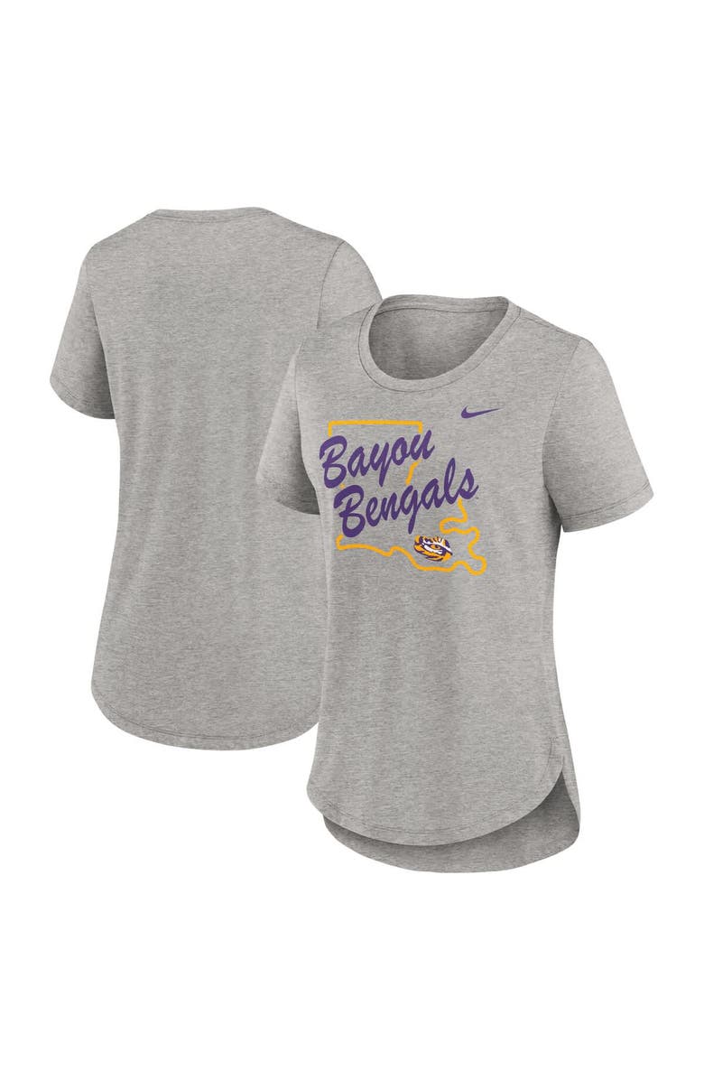 Nike Women's Nike Heather Gray LSU Tigers Local Campus Location Mantra Tri-Blend T-Shirt, Main, color, Heather Gray