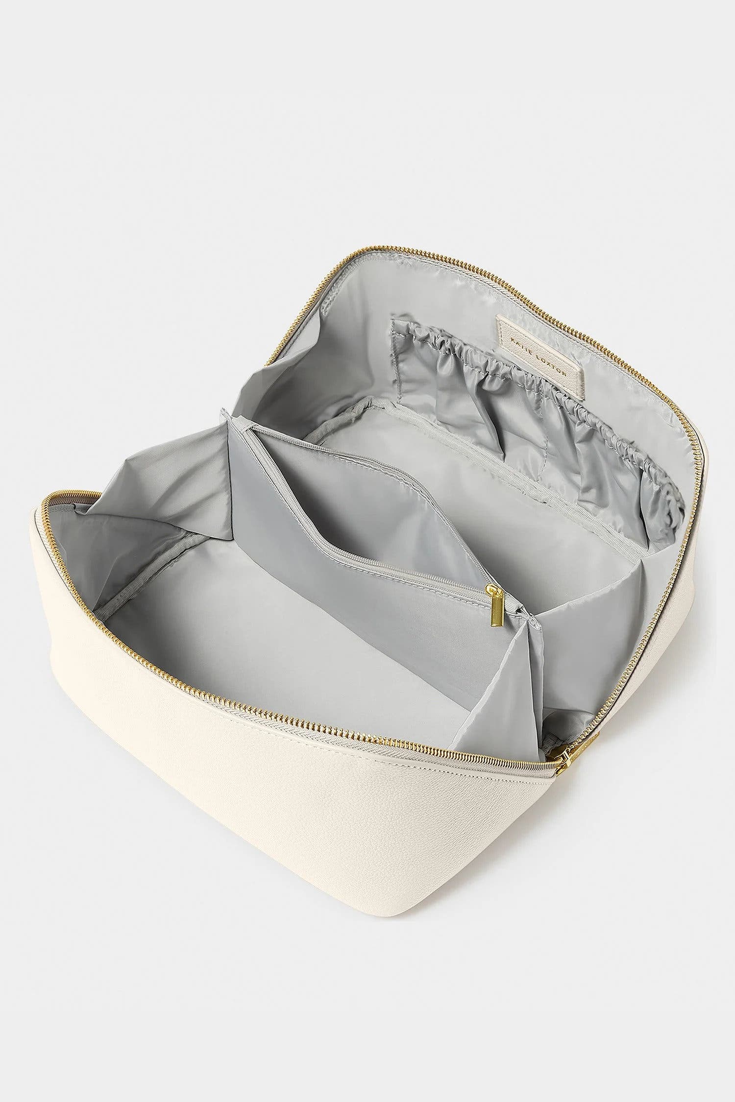 Large Makeup and Toiletry Bag in Off White, Alternate, color, Off-White