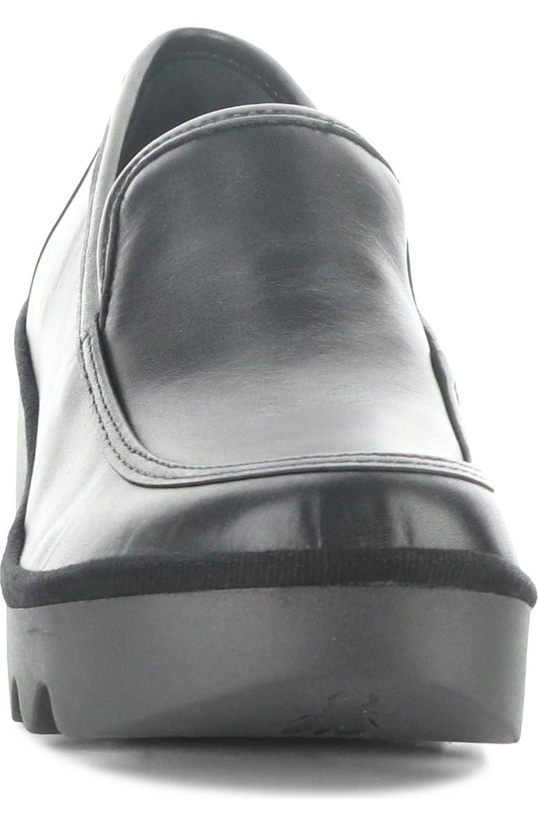 Fly London Block Heel Lug Loafer, Alternate, color, Black Burn