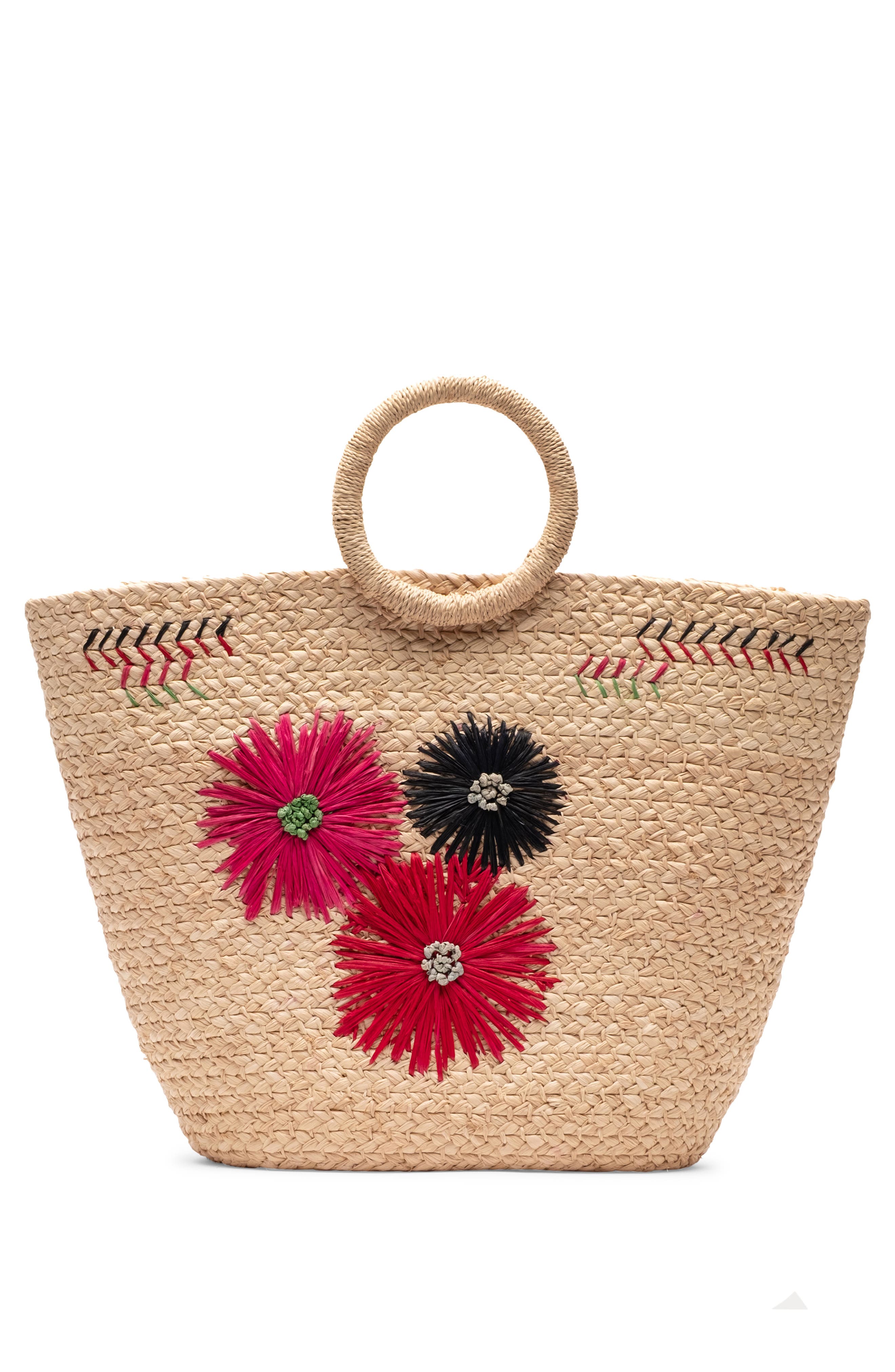 Frances Valentine Botanica Basket Raffia Tote, Main, color, Natural/ Multi