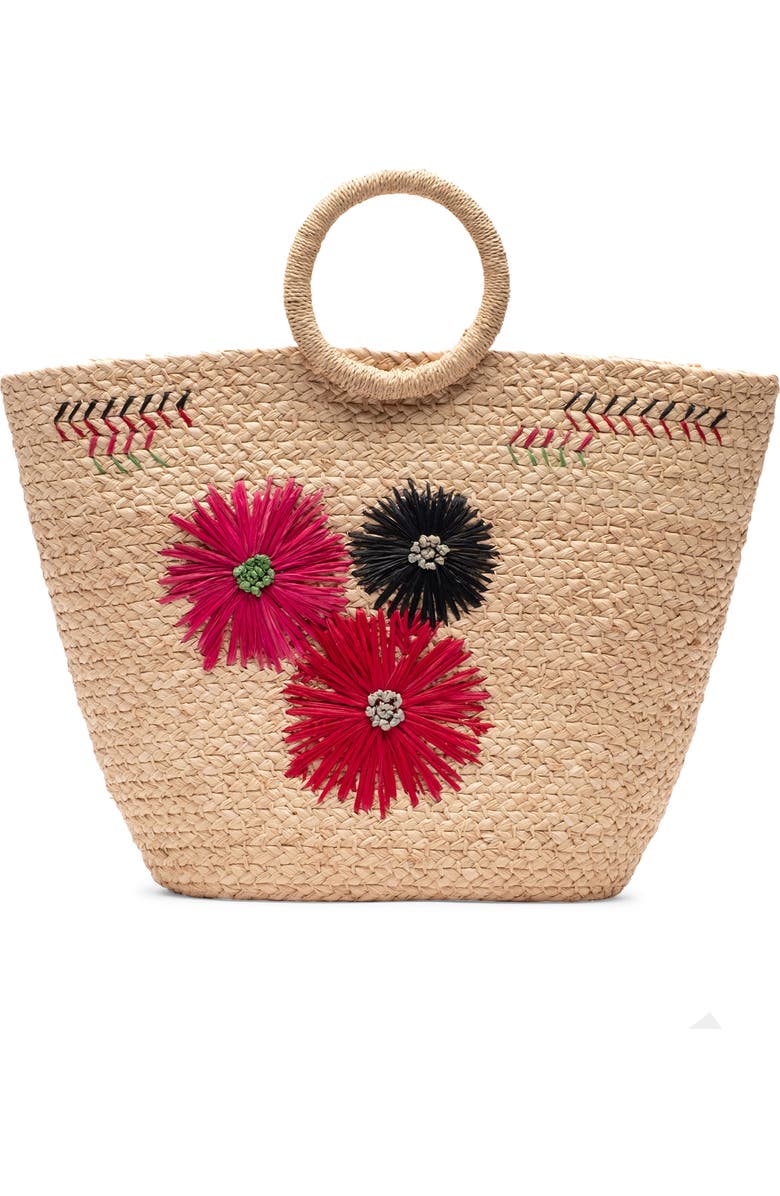 Frances Valentine Botanica Basket Raffia Tote, Main, color, Natural/ Multi