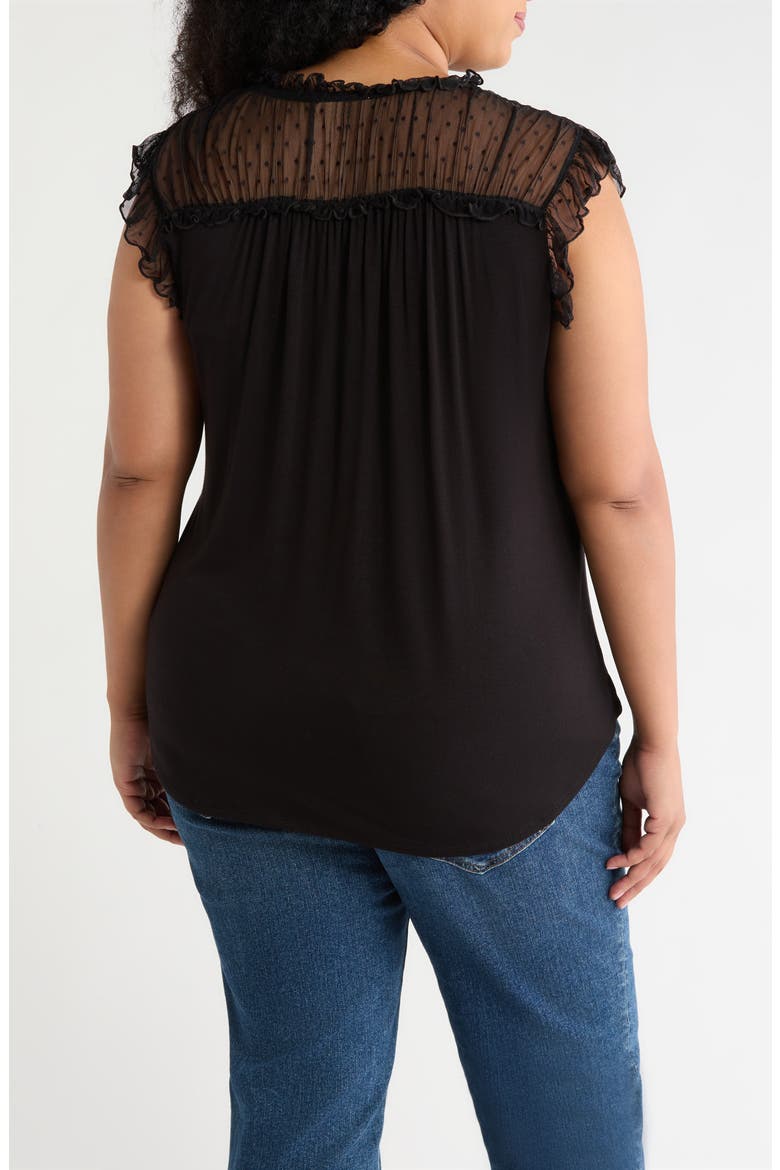 Tie Neck Ruffle Top, Alternate, color, BLACK
