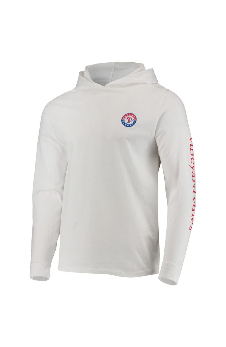 vineyard vines Men's Vineyard Vines White Texas Rangers Logo Hoodie Long Sleeve T-Shirt, Alternate, color, White