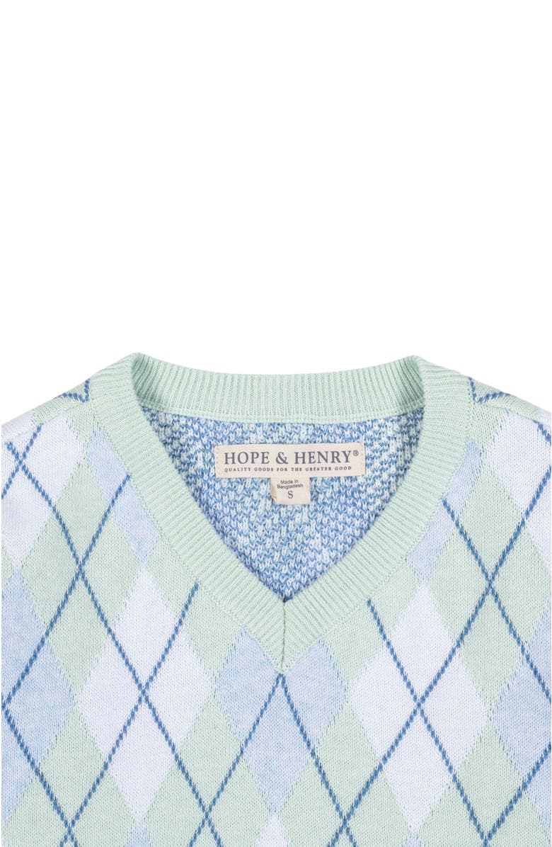 Hope & Henry Boys' Organic Fine Gauge V-Neck Sweater, Kids, Alternate, color, Coastal Cottage Argyle