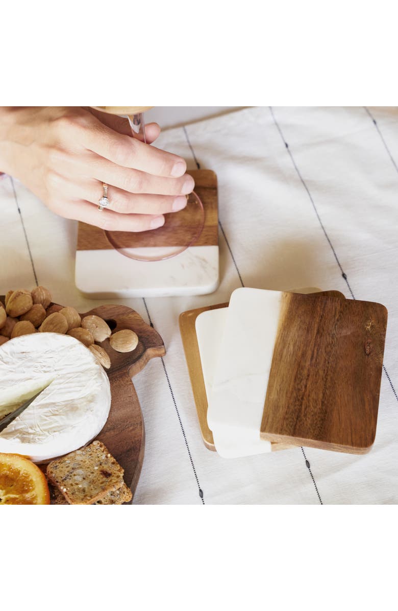 TWINE Marble & Acacia Coasters Set of 4, Alternate, color,