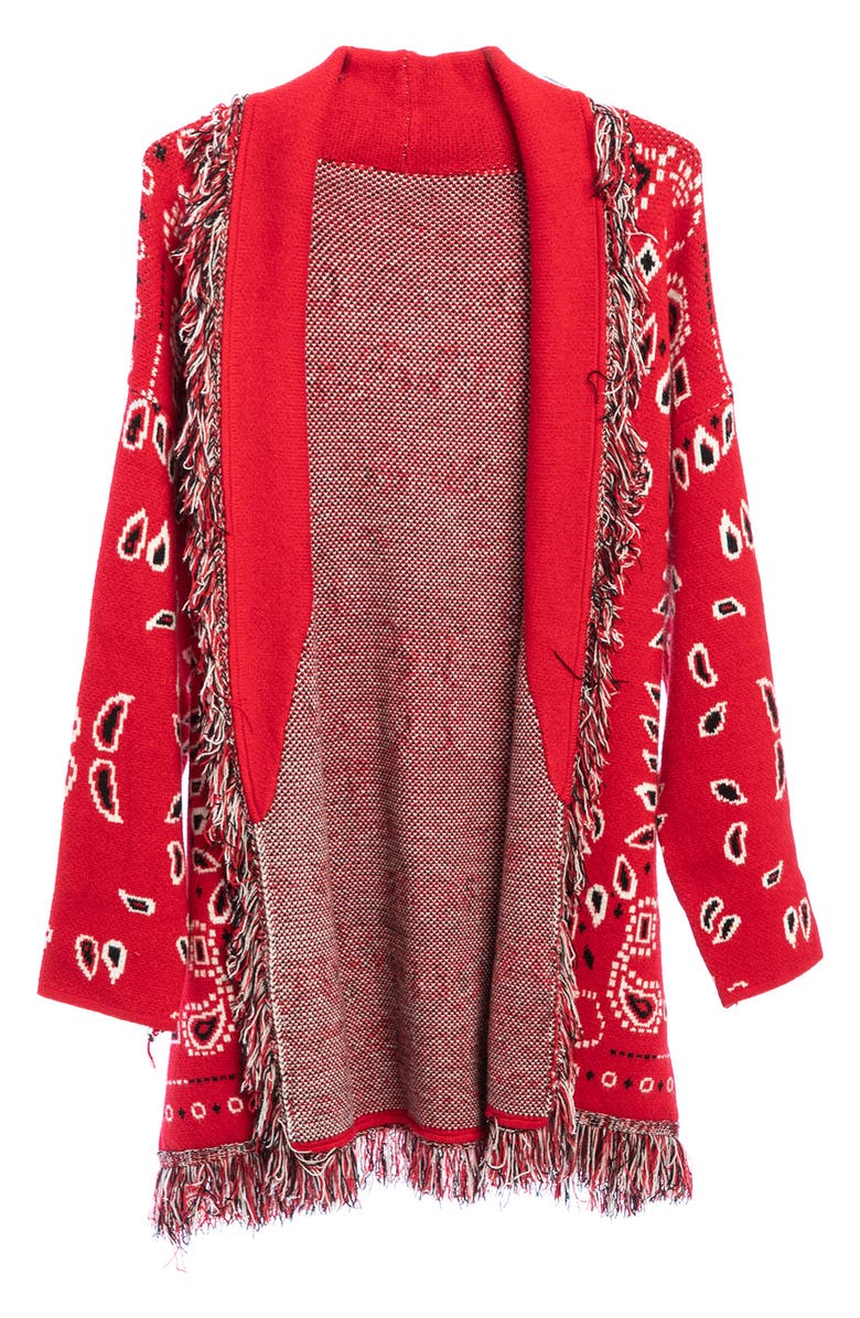 SAACHI Bandana Print Fringe Cardigan | Nordstromrack