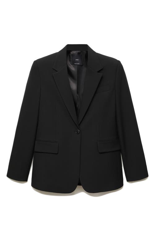Mango Straight Fit Blazer With Flap Pockets In Black
