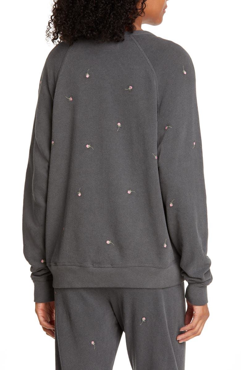 THE GREAT. The College Sweatshirt with Rose Embroidery, Alternate, color,