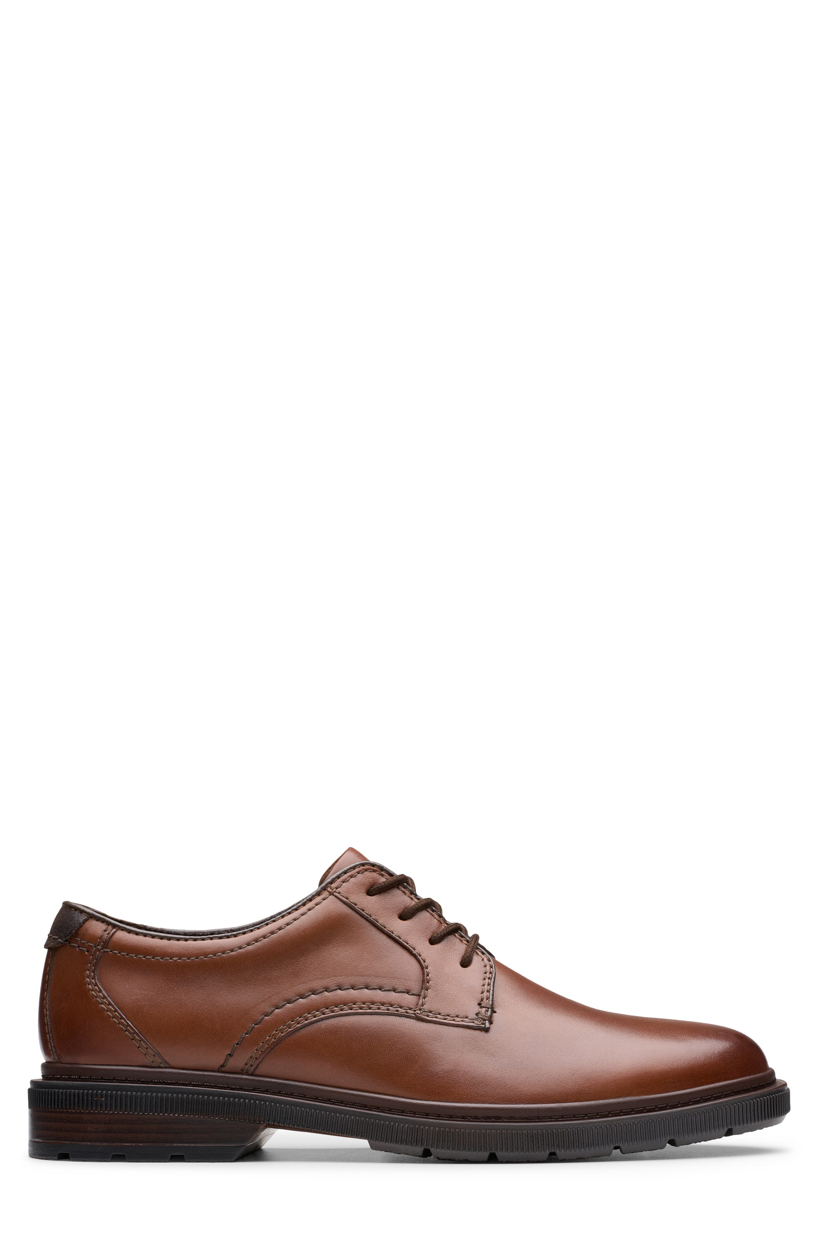 Burchill Plain Toe Derby, Alternate, color, DARK TAN LEA