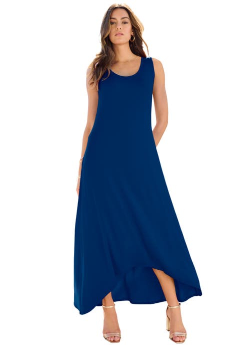 Plus Size Stretch Knit Sleeveless A Line Maxi Dress