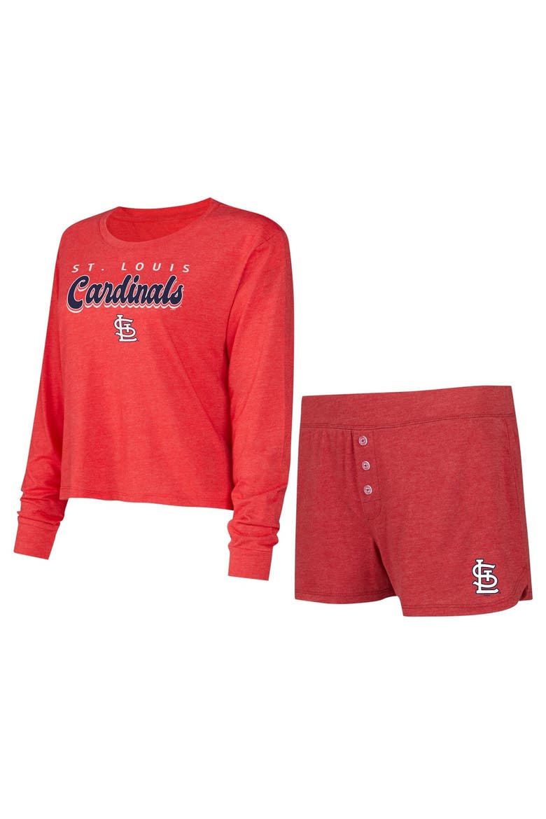 Women's Concepts Sport  Red St. Louis Cardinals Meter Knit Long Sleeve T-Shirt & Shorts Set, Alternate, color, Red