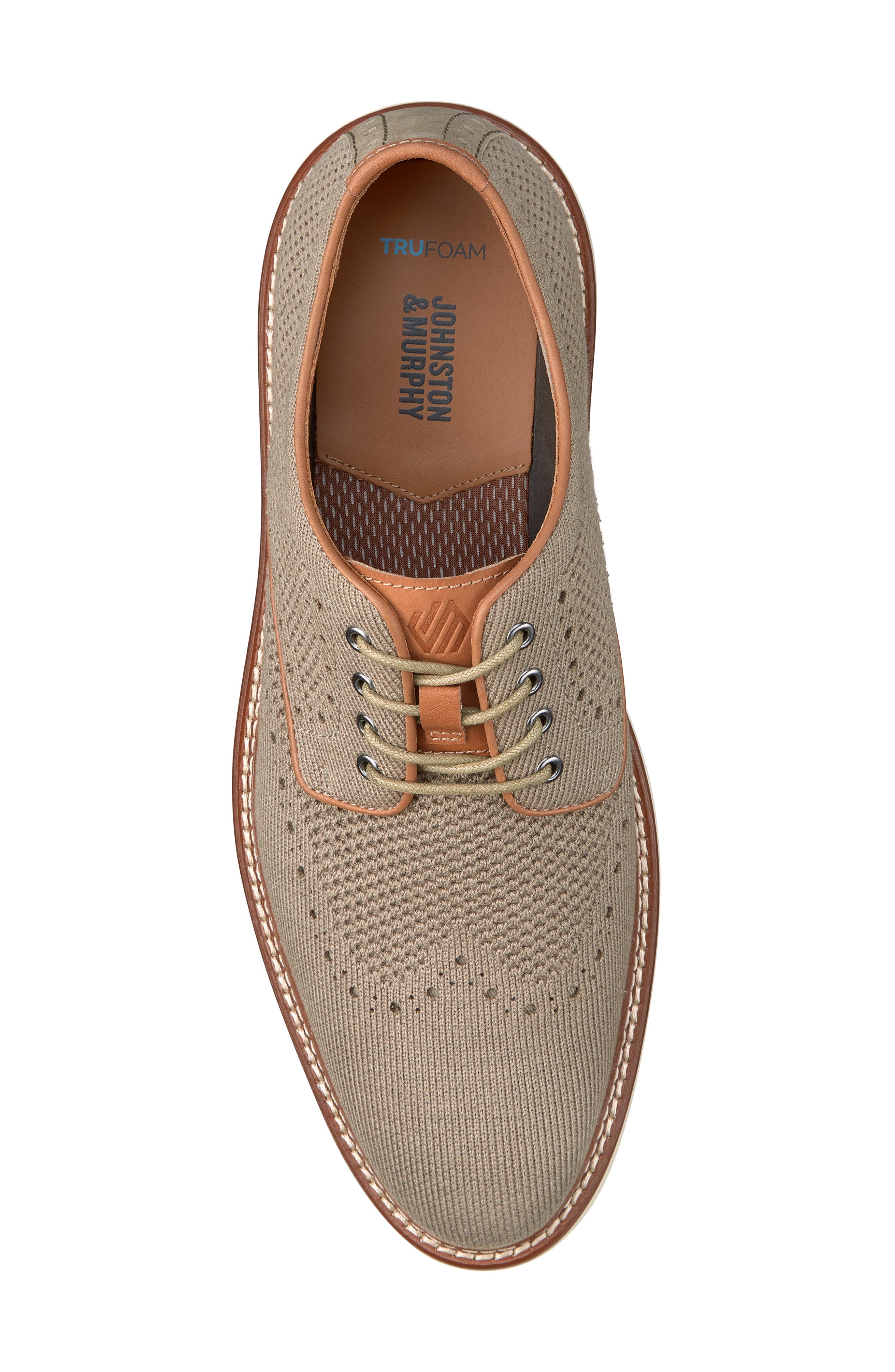Johnston & Murphy Upton Knit Wingtip Derby, Alternate, color, Taupe Heathered Knit