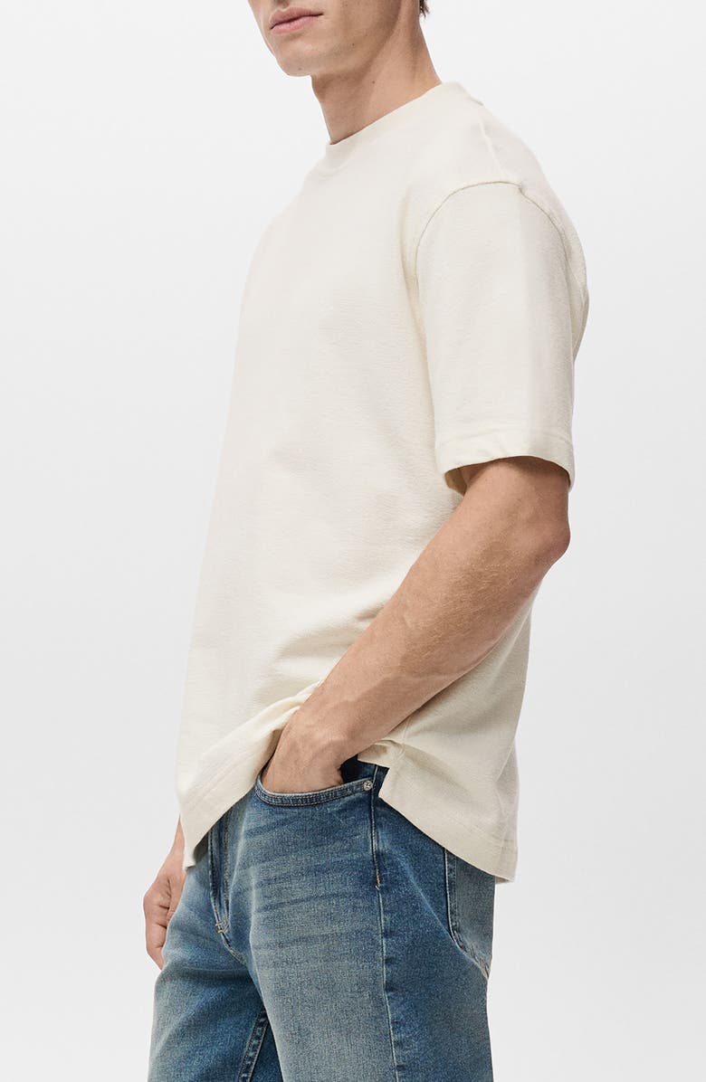 MANGO Cotton Fleece Crewneck Top, Alternate, color, White