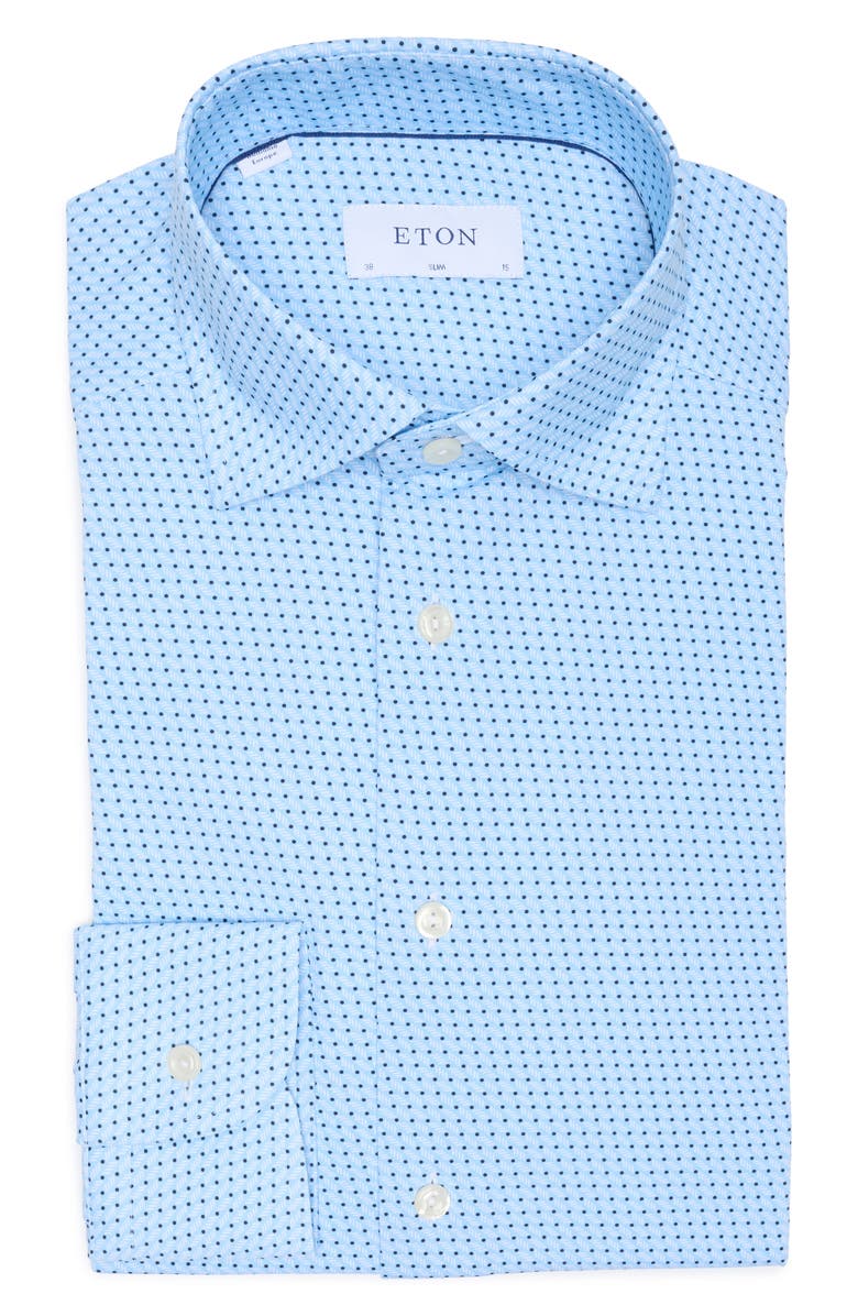 Eton Slim Fit Dot Print Stretch Dress Shirt, Alternate, color, 