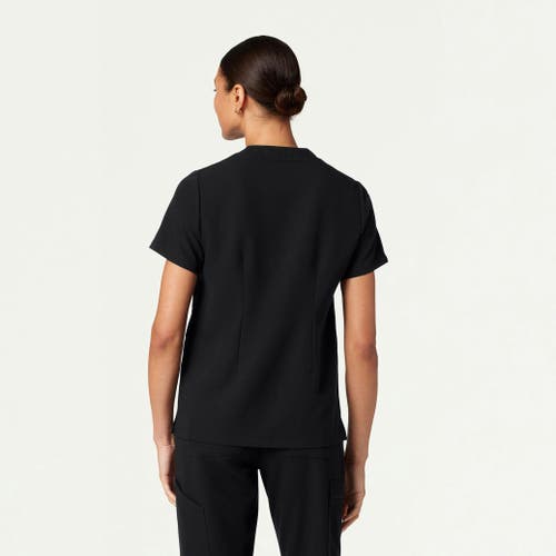 Jaanuu 3-pocket Classic Notched V-neck Scrub Top In Black