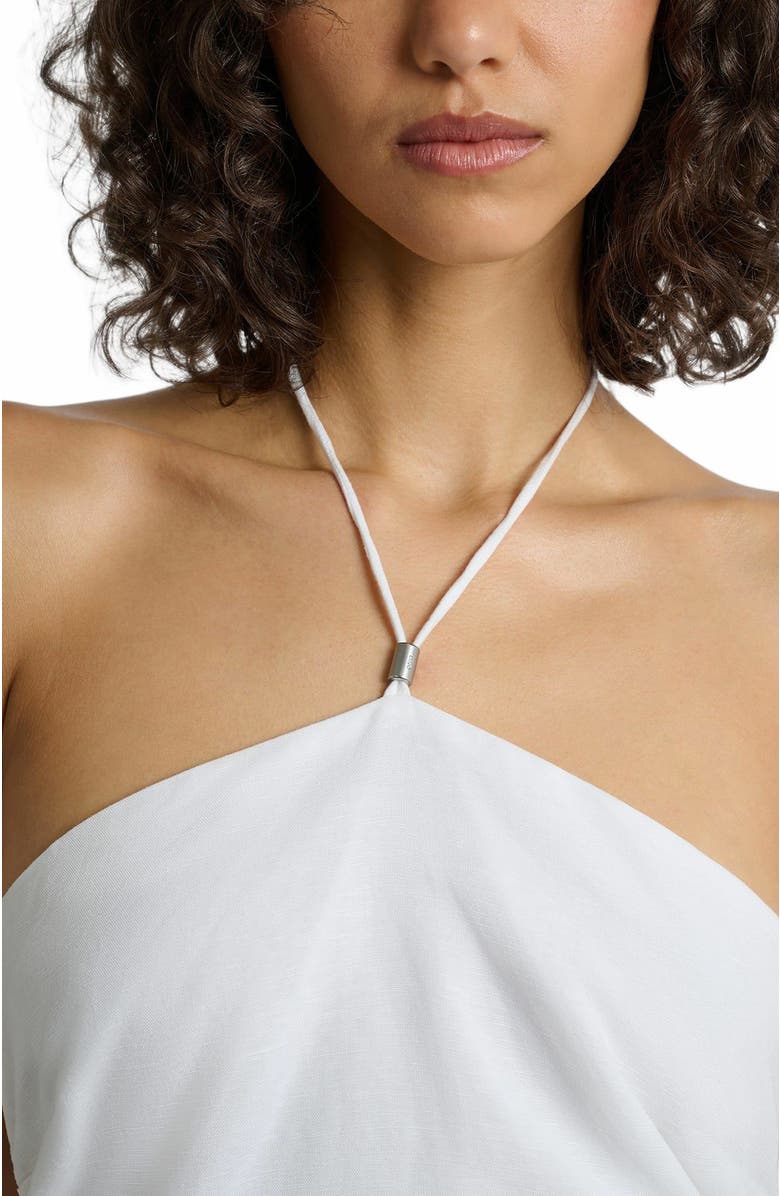 Onia Air Linen Ruched Halter Dress, Alternate, color, White