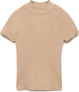 MANGO Perkins Mock Neck Rib Sweater