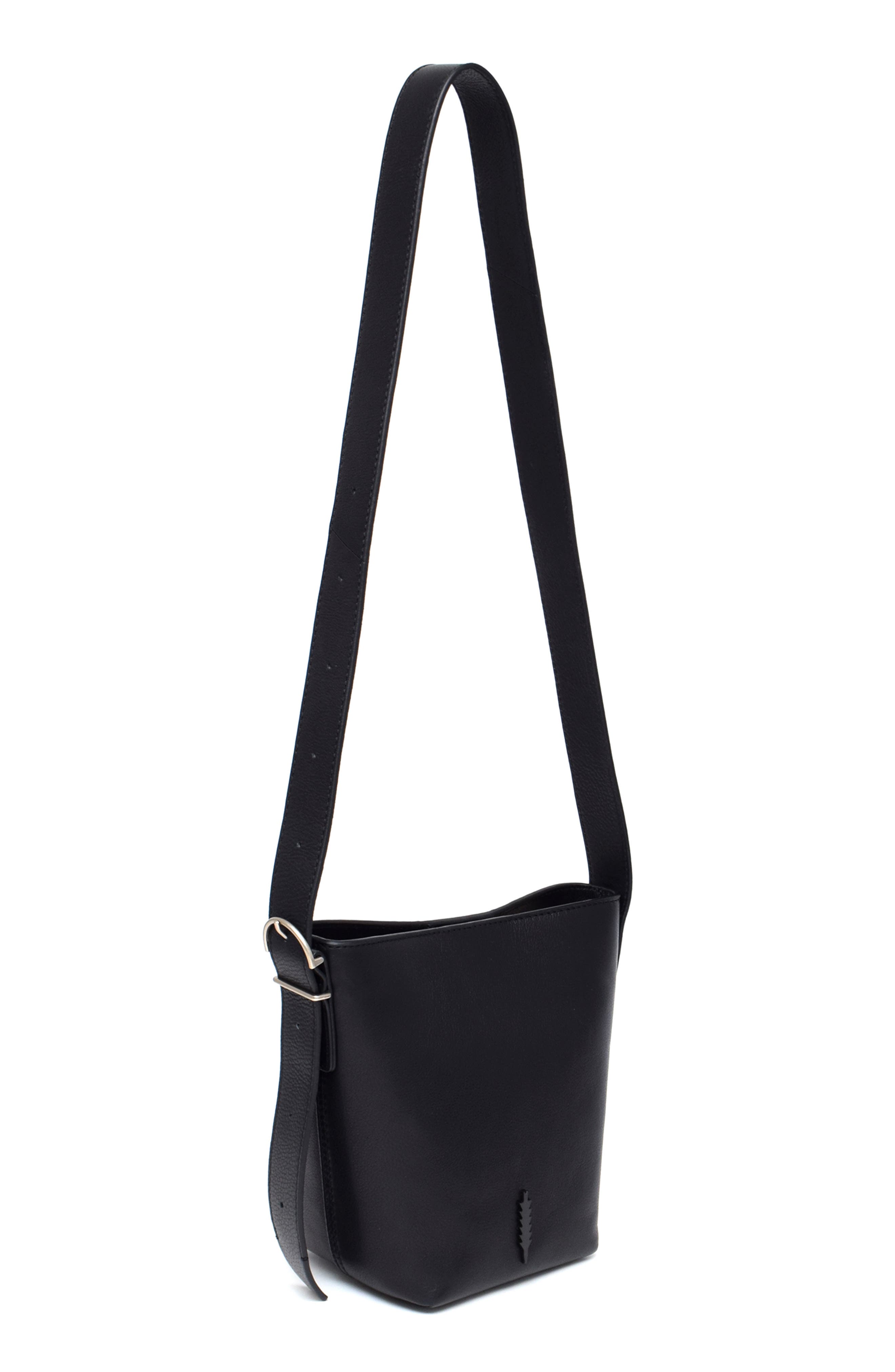 Jayden Leather Bucket Bag, Alternate, color, BLACK