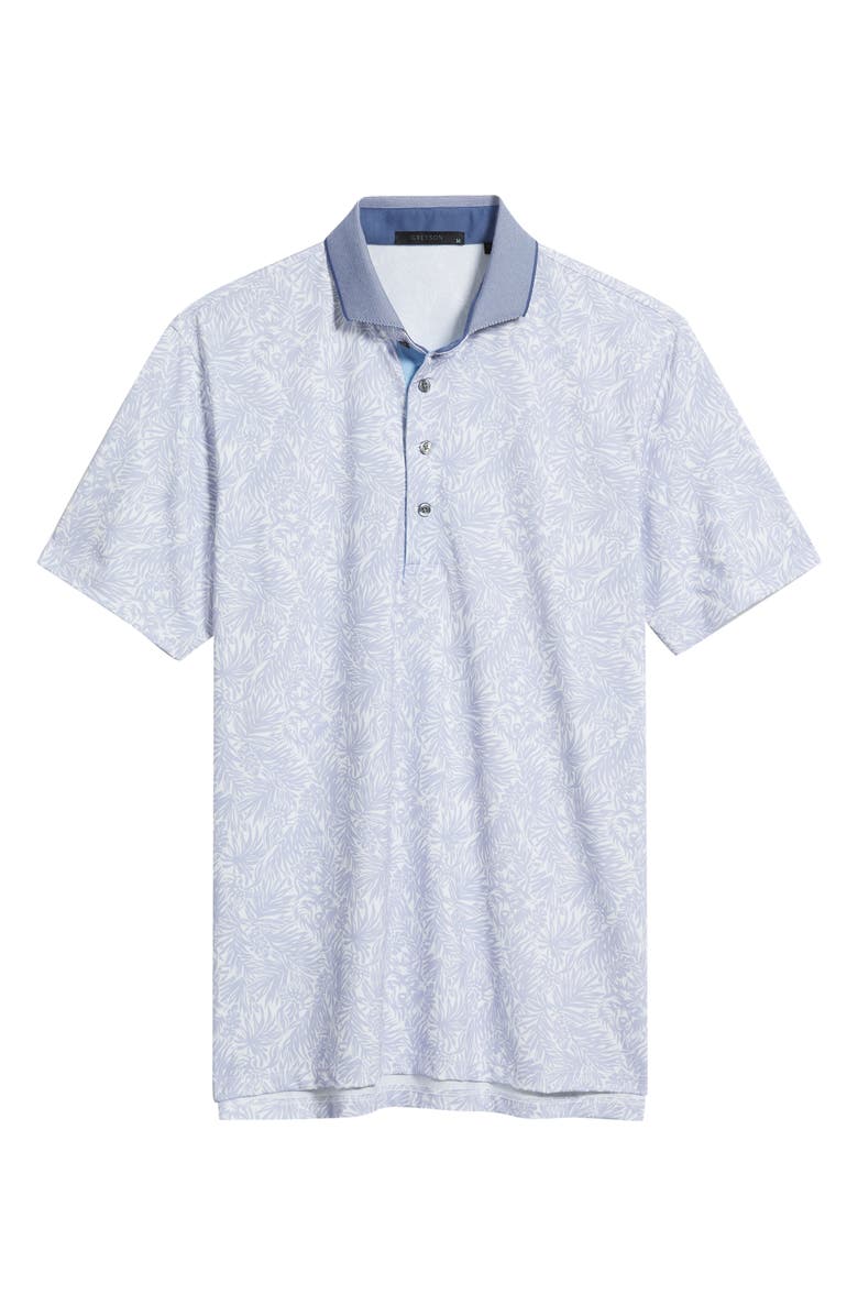 Greyson Island Hunt Leaf Print Performance Golf Polo, Main, color, Jellyfish