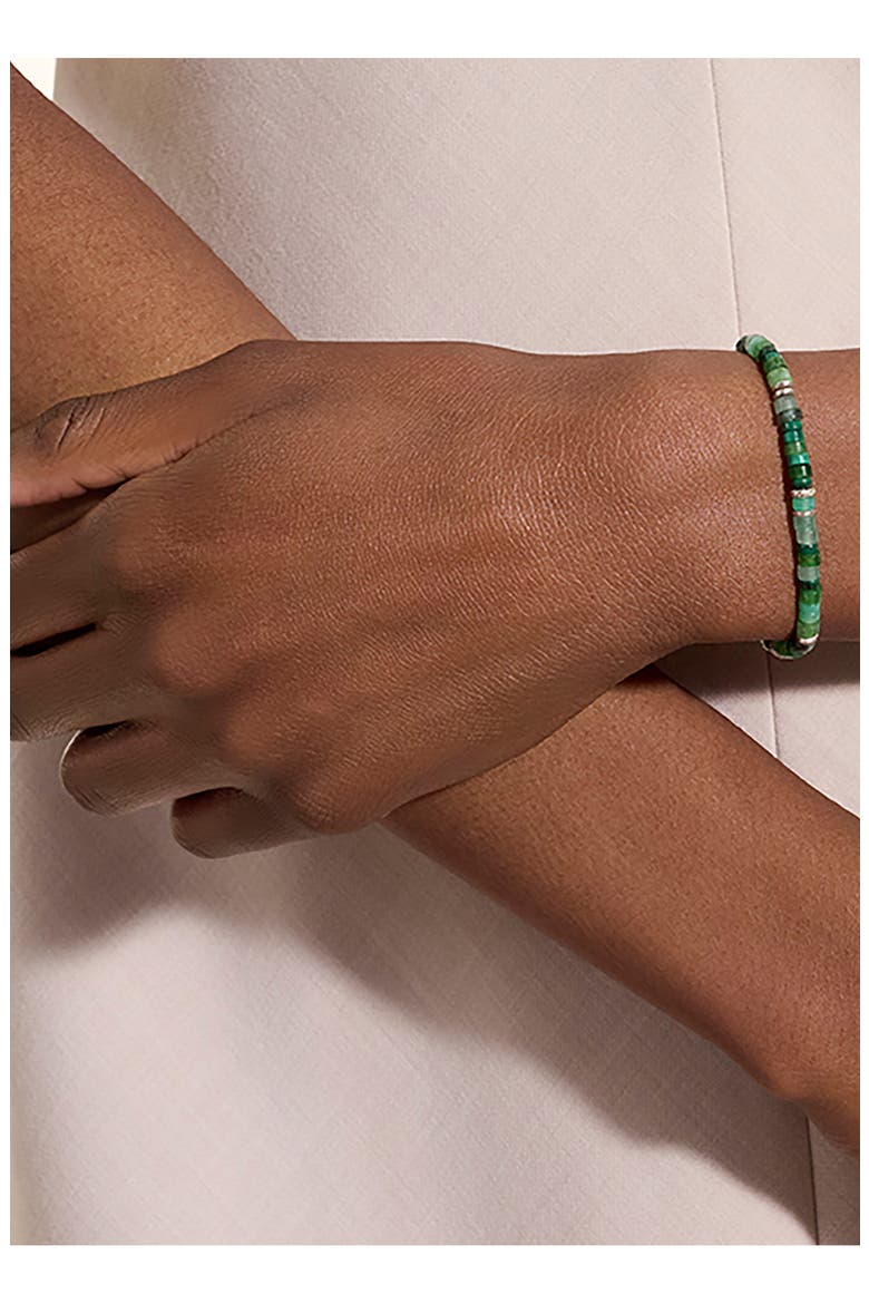Heishi Bracelet, Hardstones, Sterling Silver, Alternate, color, GREEN