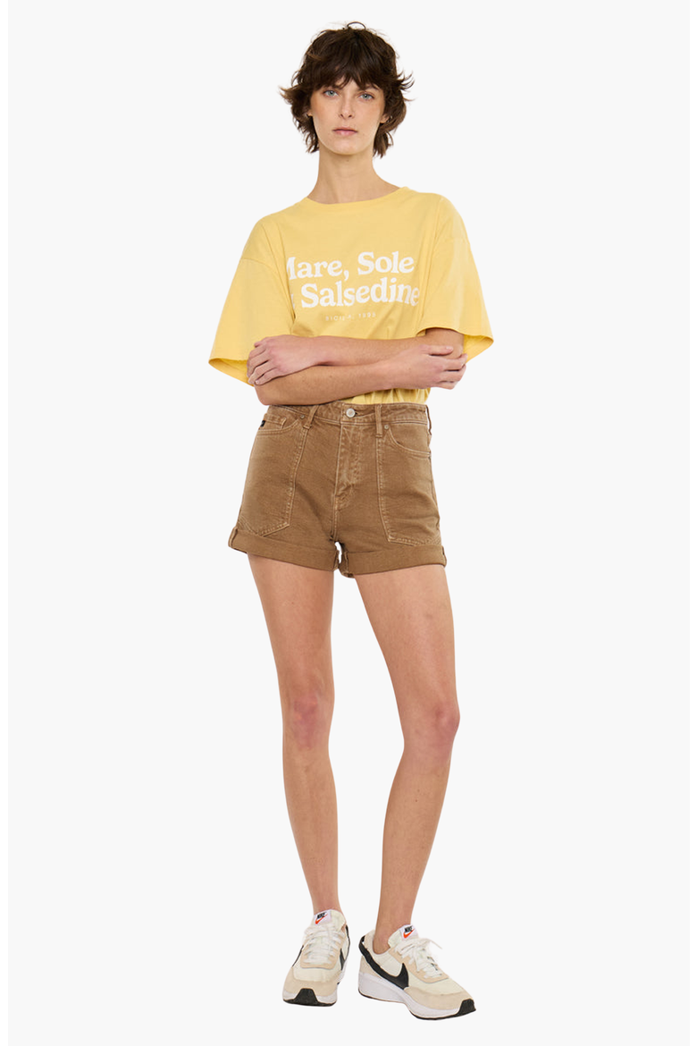 Clara High Rise Mom Shorts, Alternate, color, Mocha