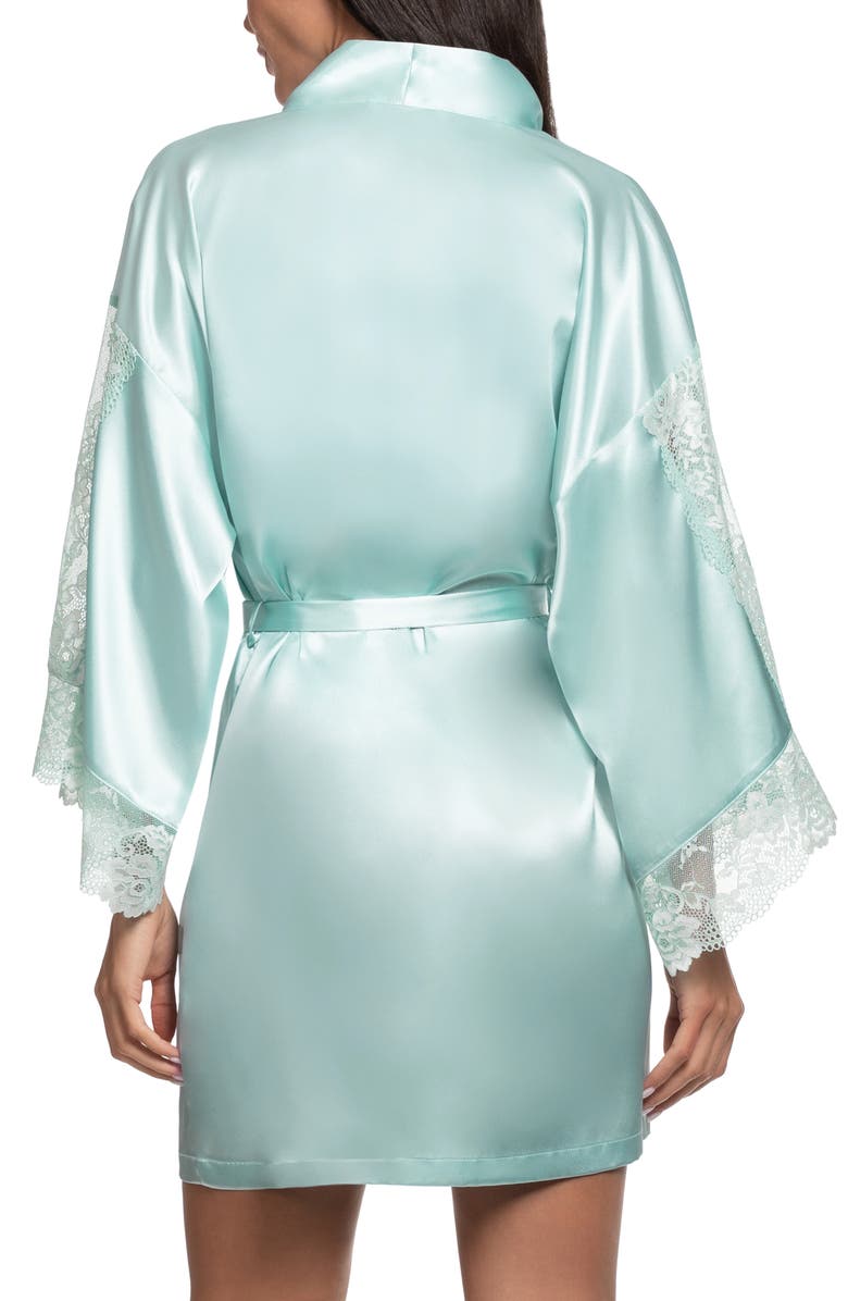In Bloom by Jonquil Lillie Lace Trim Satin Wrap, Alternate, color, Pale Turquoise