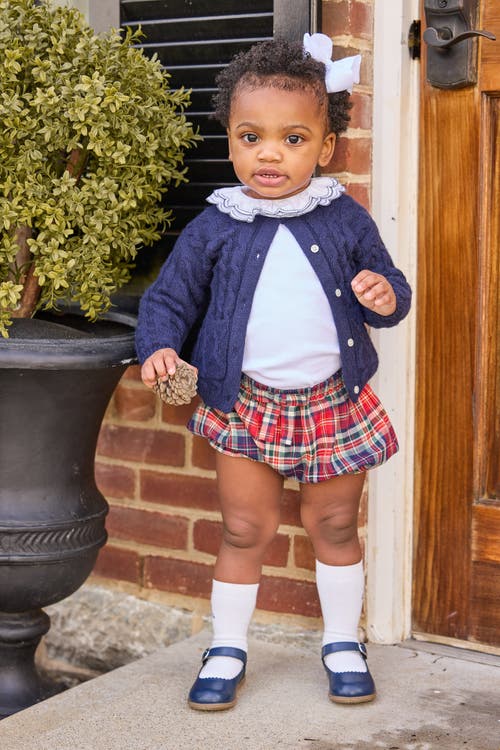 Little English Kids' Classic Cashmere Blend Cardigan In Blue