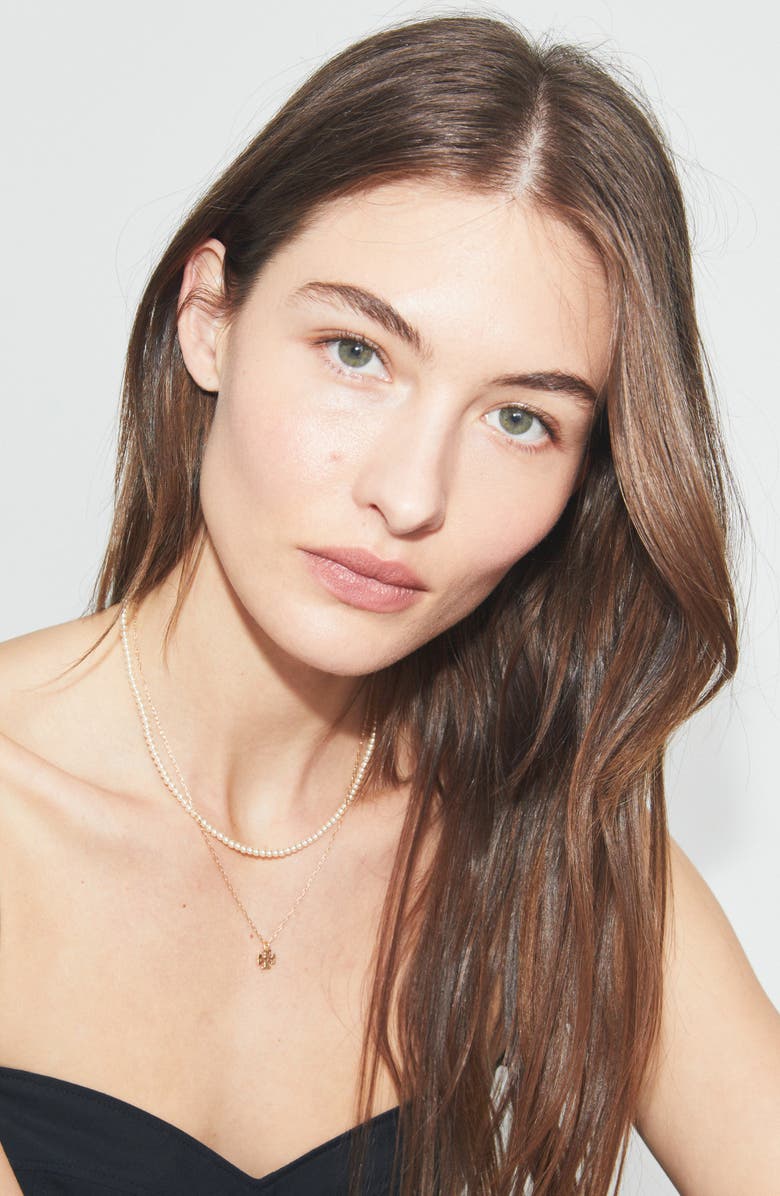 Tory Burch Kira Layered Faux Pearl Necklace, Alternate, color, Tory Gold / Pearl